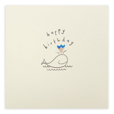 Happy Birthday Whale Pencil Shavings Card Design by Ruth Jackson