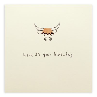 Happy Birthday Cow Pencil Shavings Card Design by Ruth Jackson