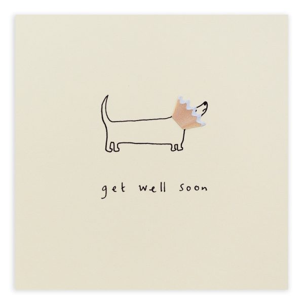 Get Well Soon Dog Pencil Shavings Card Design by Ruth Jackson