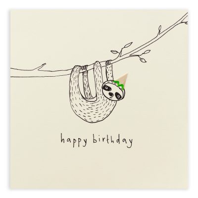 Happy Birthday Sloth Pencil Shavings Card Design by Ruth Jackson