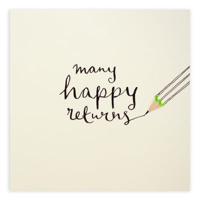 Many Happy Returns Pencil Shavings Card Design by Ruth Jackson