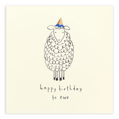 Happy Birthday Ewe Sheep Pencil Shavings Card Design by Ruth Jackson