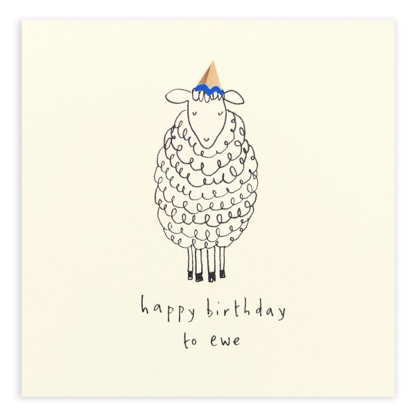 Happy Birthday Ewe Sheep Pencil Shavings Card Design by Ruth Jackson