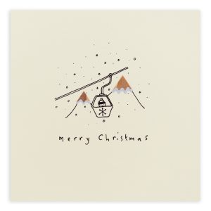 Christmas Ski Lift Pencil Shavings Card Design by Ruth Jackson