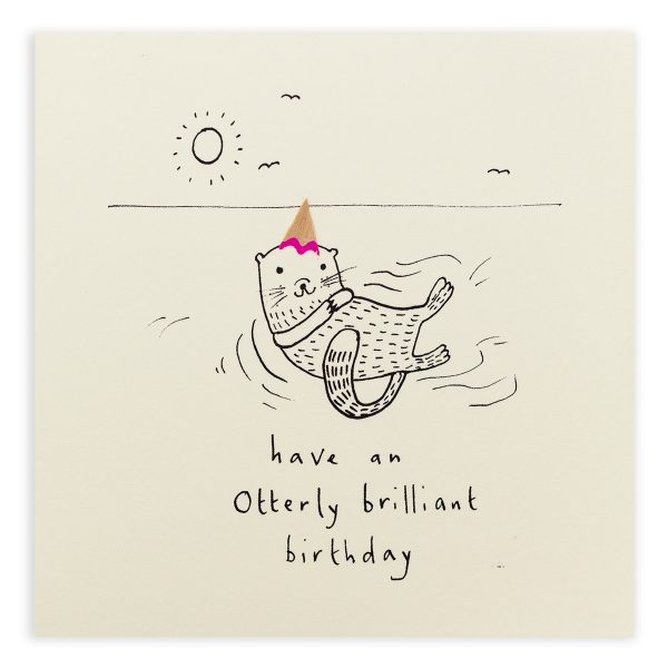 Happy Birthday Otter Pencil Shavings Card Design by Ruth Jackson