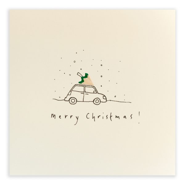 Christmas Car with Tree Pencil Shavings Card Design by Ruth Jackson
