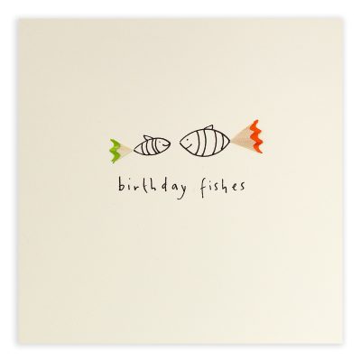 Happy Birthday Fishes Pencil Shavings Card Design by Ruth Jackson